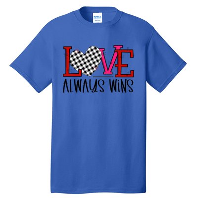 Valentine Love Always Wins Checker Flag Heart Gift Tall T-Shirt