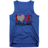 Valentine Love Always Wins Checker Flag Heart Gift Tank Top