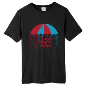 Valentine Love Always Wins Raining Hearts Dripping Umbrella Gift Tall Fusion ChromaSoft Performance T-Shirt