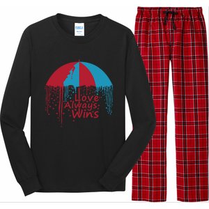 Valentine Love Always Wins Raining Hearts Dripping Umbrella Gift Long Sleeve Pajama Set