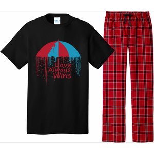 Valentine Love Always Wins Raining Hearts Dripping Umbrella Gift Pajama Set