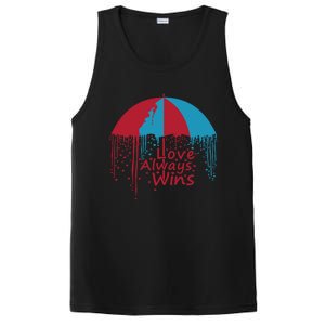 Valentine Love Always Wins Raining Hearts Dripping Umbrella Gift PosiCharge Competitor Tank