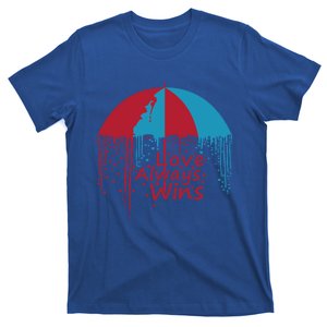 Valentine Love Always Wins Raining Hearts Dripping Umbrella Gift T-Shirt