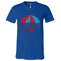 Valentine Love Always Wins Raining Hearts Dripping Umbrella Gift V-Neck T-Shirt