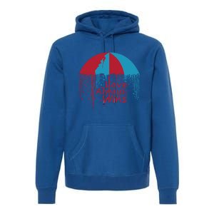 Valentine Love Always Wins Raining Hearts Dripping Umbrella Gift Premium Hoodie