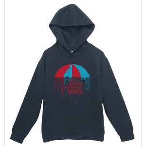 Valentine Love Always Wins Raining Hearts Dripping Umbrella Gift Urban Pullover Hoodie