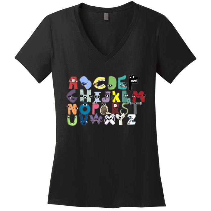 Villain Letter Abc Costume Boys Matching Evil Alphabet Lore Women's V-Neck T-Shirt