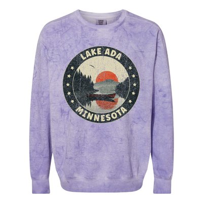 Vintage Lake Ada Minnesota Sunset Colorblast Crewneck Sweatshirt