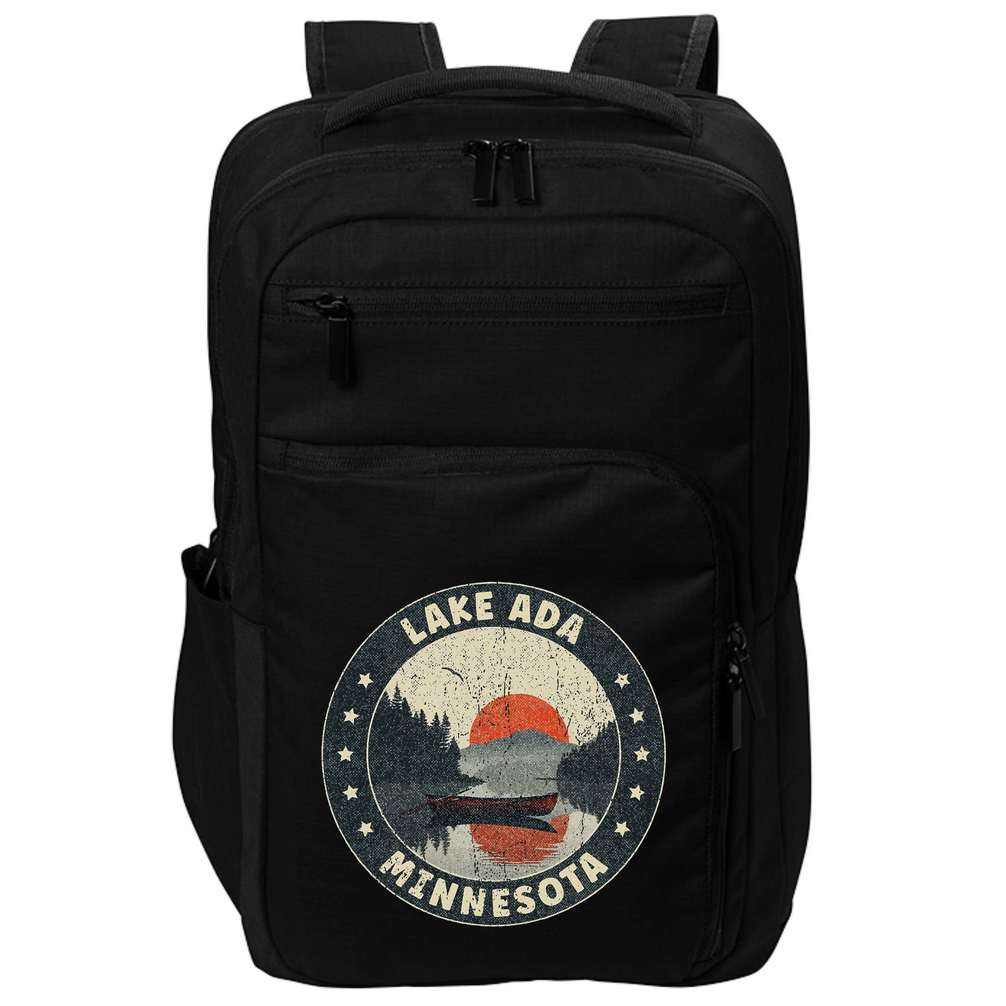 Vintage Lake Ada Minnesota Sunset Impact Tech Backpack