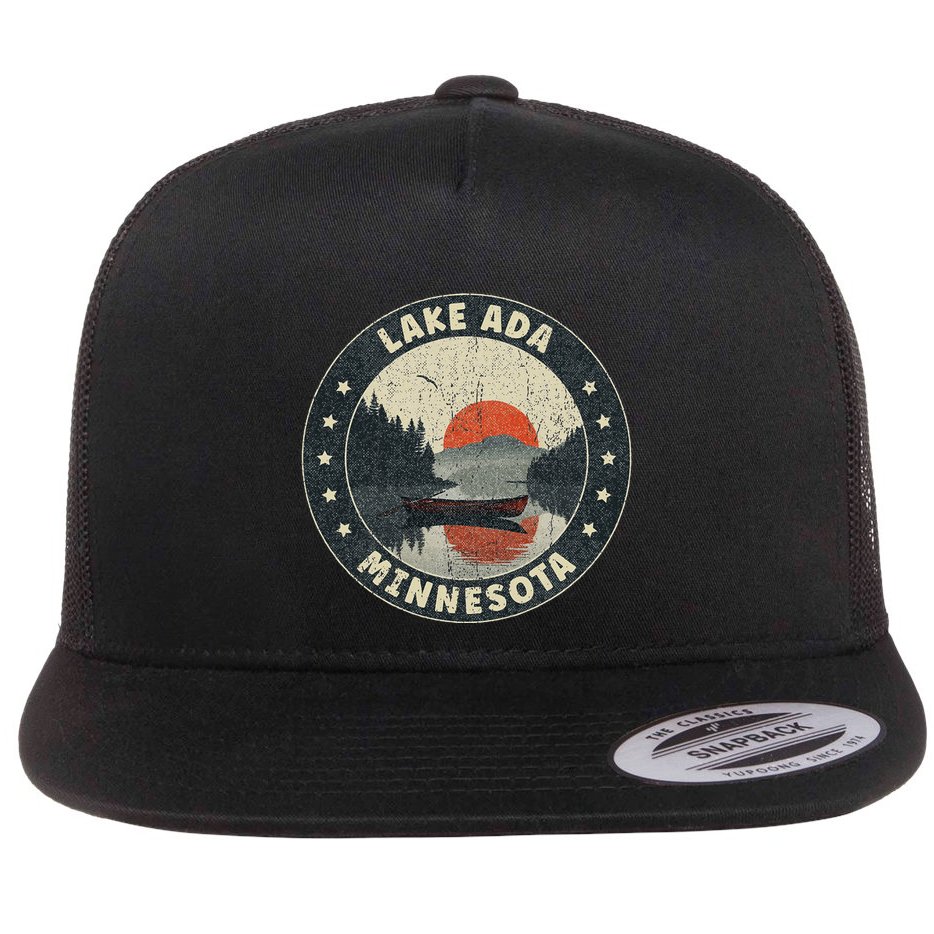 Vintage Lake Ada Minnesota Sunset Flat Bill Trucker Hat