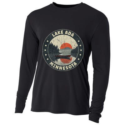 Vintage Lake Ada Minnesota Sunset Cooling Performance Long Sleeve Crew