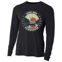 Vintage Lake Ada Minnesota Sunset Cooling Performance Long Sleeve Crew