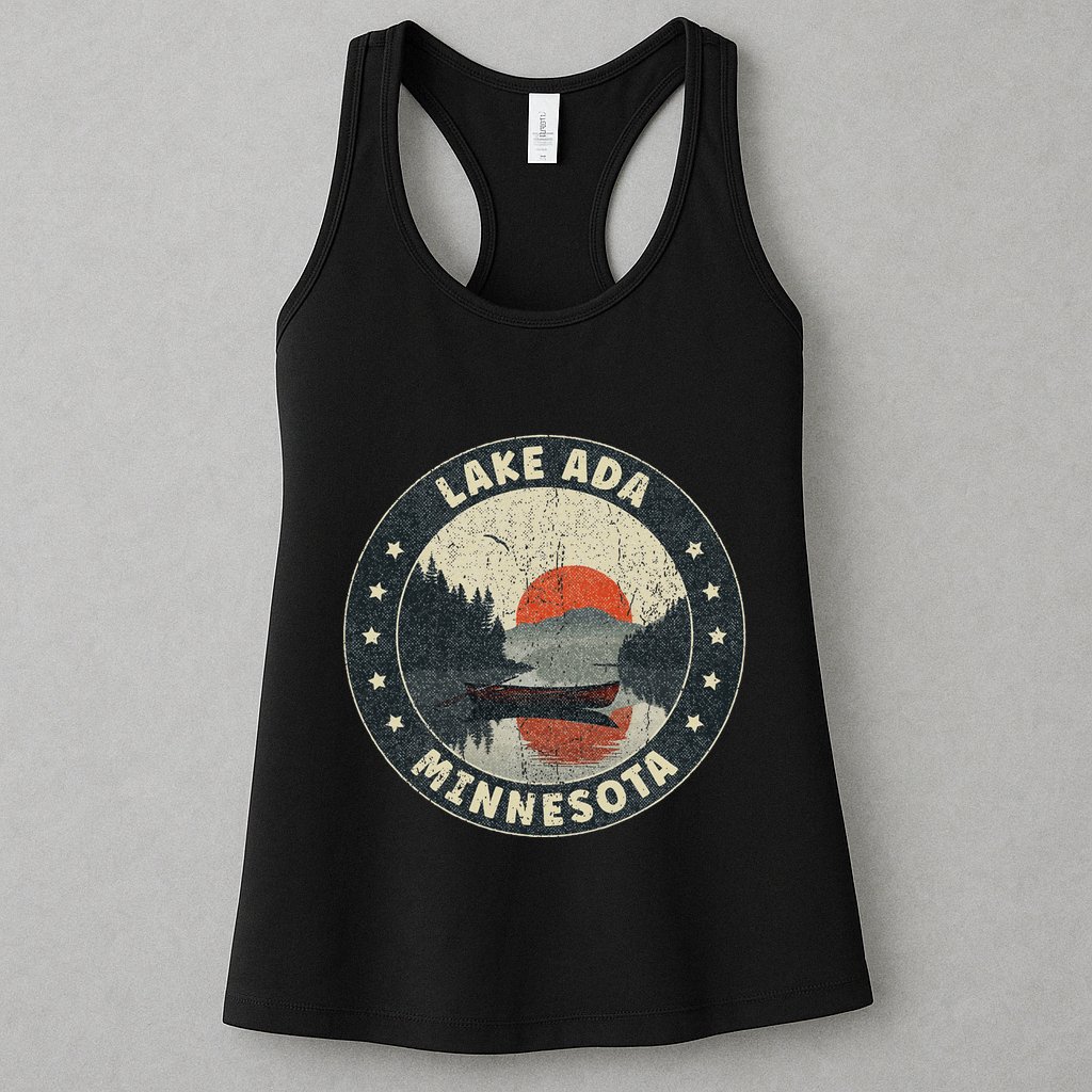 Vintage Lake Ada Minnesota Sunset Womens Tank Top