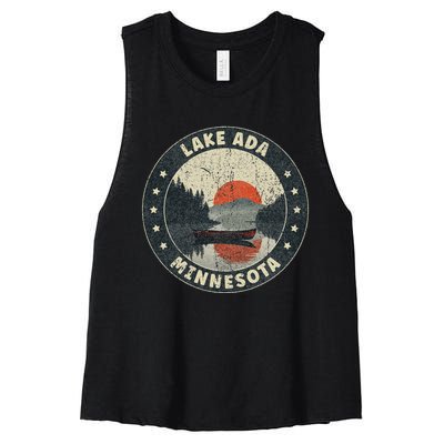 Vintage Lake Ada Minnesota Sunset Women's Racerback Cropped Tank