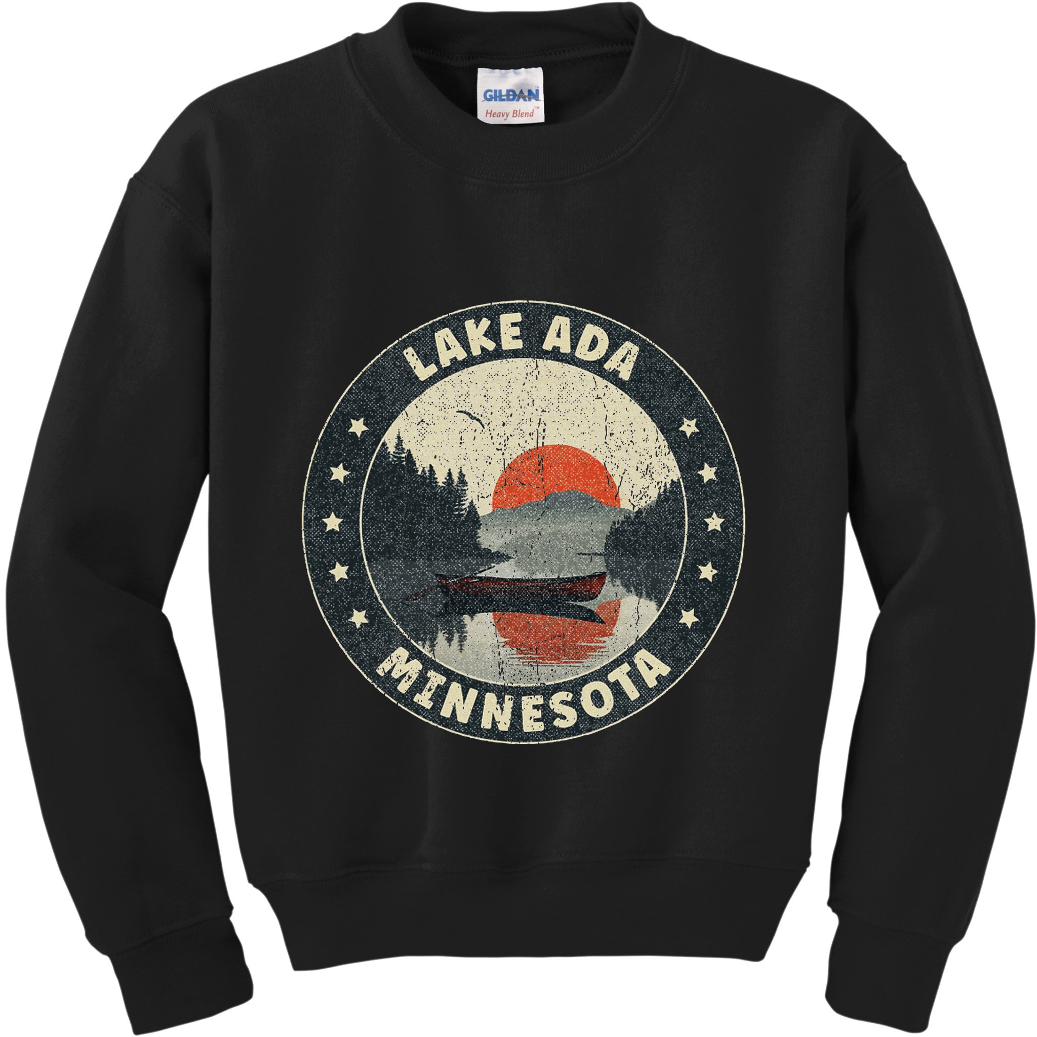 Vintage Lake Ada Minnesota Sunset Kids Sweatshirt