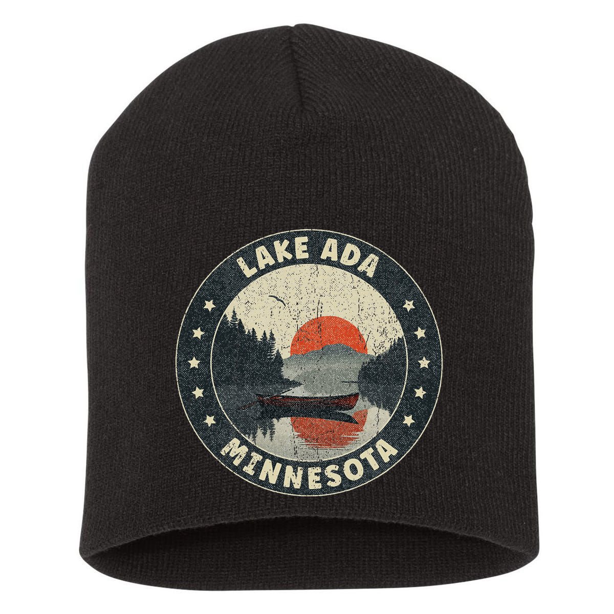 Vintage Lake Ada Minnesota Sunset Short Acrylic Beanie