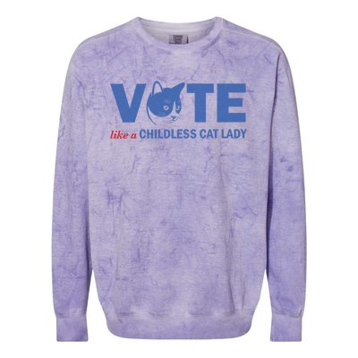 Vote Like A Childless Cat Lady Funny Voting Kamala Colorblast Crewneck Sweatshirt