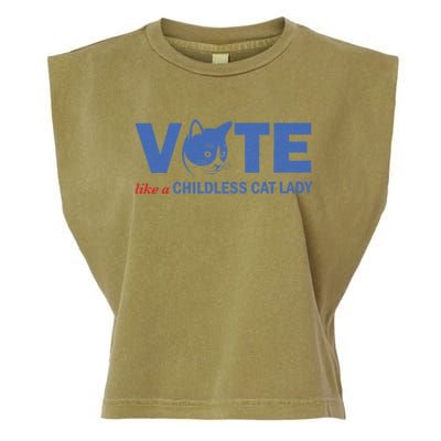 Vote Like A Childless Cat Lady Funny Voting Kamala Garment-Dyed Women's Muscle Tee