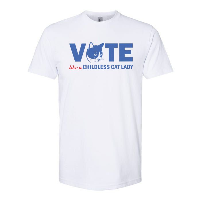 Vote Like A Childless Cat Lady Funny Voting Kamala Softstyle CVC T-Shirt