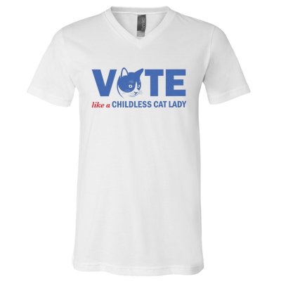 Vote Like A Childless Cat Lady Funny Voting Kamala V-Neck T-Shirt