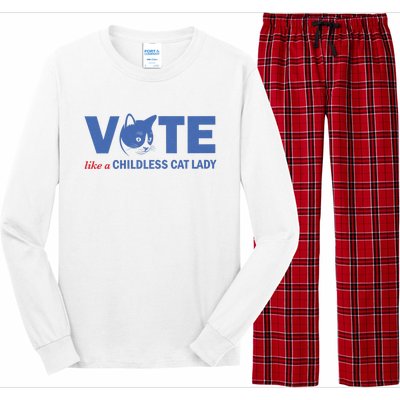 Vote Like A Childless Cat Lady Funny Voting Kamala Long Sleeve Pajama Set