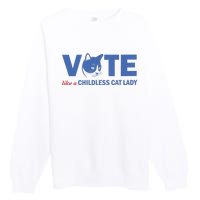 Vote Like A Childless Cat Lady Funny Voting Kamala Premium Crewneck Sweatshirt