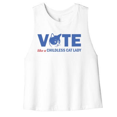 Vote Like A Childless Cat Lady Funny Voting Kamala Women's Racerback Cropped Tank