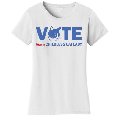 Vote Like A Childless Cat Lady Funny Voting Kamala Women's T-Shirt