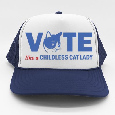 Vote Like A Childless Cat Lady Funny Voting Kamala Trucker Hat