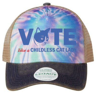 Vote Like A Childless Cat Lady Funny Voting Kamala Legacy Tie Dye Trucker Hat