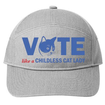 Vote Like A Childless Cat Lady Funny Voting Kamala 7-Panel Snapback Hat