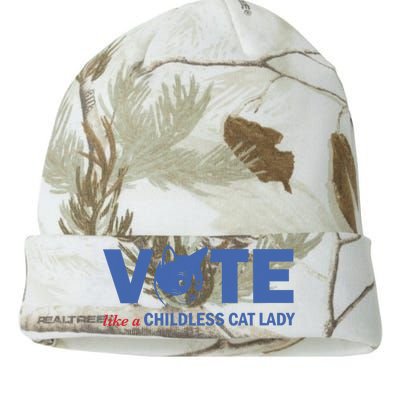 Vote Like A Childless Cat Lady Funny Voting Kamala Kati Licensed 12" Camo Beanie