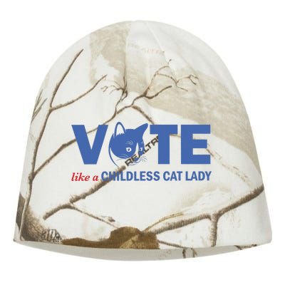 Vote Like A Childless Cat Lady Funny Voting Kamala Kati - Camo Knit Beanie