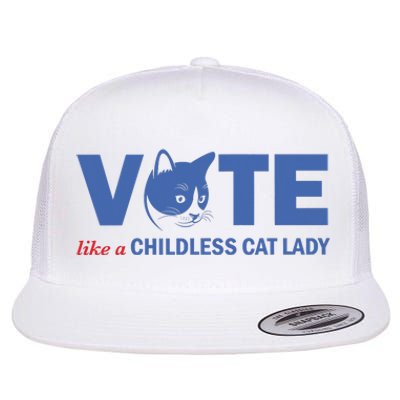 Vote Like A Childless Cat Lady Funny Voting Kamala Flat Bill Trucker Hat