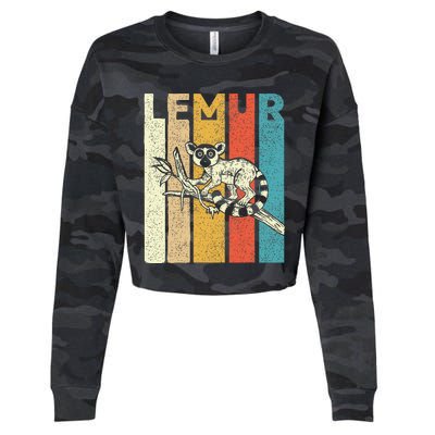 Vintage Lemur Animal Researcher Zookeeper Lemur Lover Cropped Pullover Crew