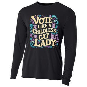 Vote Like A Childless Cat Lady Is Voting Kamala President Kamalaharris Cooling Performance Long Sleeve Crew