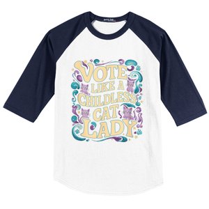 Vote Like A Childless Cat Lady Is Voting Kamala President Kamalaharris Baseball Sleeve Shirt