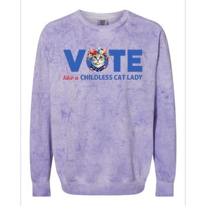 Vote Like A Childless Cat Lady Floral Cat Vote For Kamala Colorblast Crewneck Sweatshirt