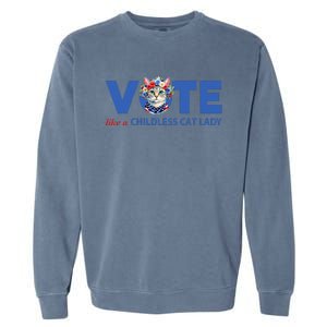 Vote Like A Childless Cat Lady Floral Cat Vote For Kamala Garment-Dyed Sweatshirt