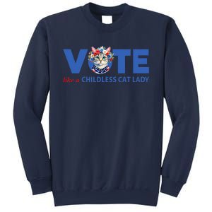 Vote Like A Childless Cat Lady Floral Cat Vote For Kamala Sweatshirt