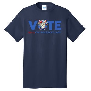 Vote Like A Childless Cat Lady Floral Cat Vote For Kamala Tall T-Shirt