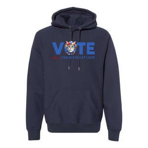 Vote Like A Childless Cat Lady Floral Cat Vote For Kamala Premium Hoodie