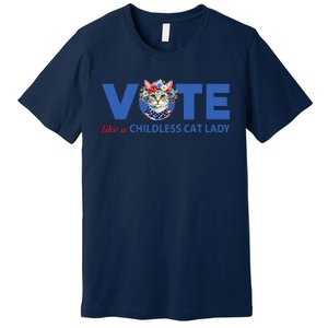 Vote Like A Childless Cat Lady Floral Cat Vote For Kamala Premium T-Shirt