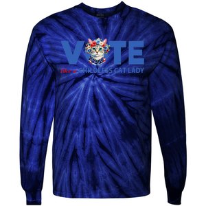 Vote Like A Childless Cat Lady Floral Cat Vote For Kamala Tie-Dye Long Sleeve Shirt