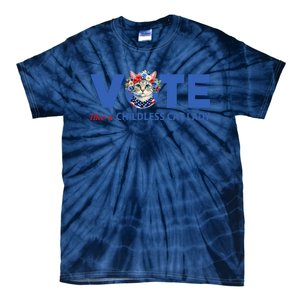 Vote Like A Childless Cat Lady Floral Cat Vote For Kamala Tie-Dye T-Shirt