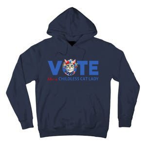 Vote Like A Childless Cat Lady Floral Cat Vote For Kamala Tall Hoodie