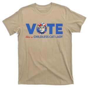 Vote Like A Childless Cat Lady Floral Cat Vote For Kamala T-Shirt