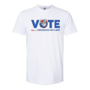 Vote Like A Childless Cat Lady Floral Cat Vote For Kamala Softstyle CVC T-Shirt