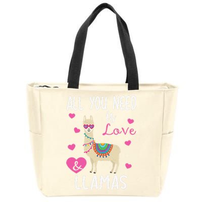 Valentine Llama All You Need Is Love & Llamas Gifts Zip Tote Bag