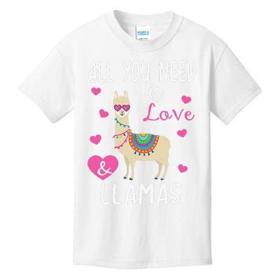 Valentine Llama All You Need Is Love & Llamas Gifts Kids T-Shirt